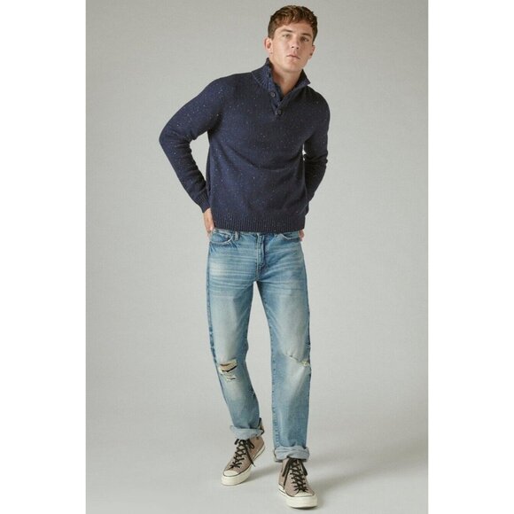 Lucky Brand Other - Lucky Brand Mens Sweater Blue Tweed Mock Neck Pull Over Size Small NEW